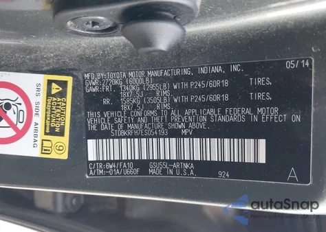 2014 Toyota Highlander Le Plus V6 z USA, uszkodzony, nr VIN 5TDBKRFH7ES054193